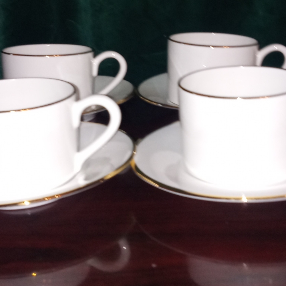 Towle White Mugs with Gold Accents